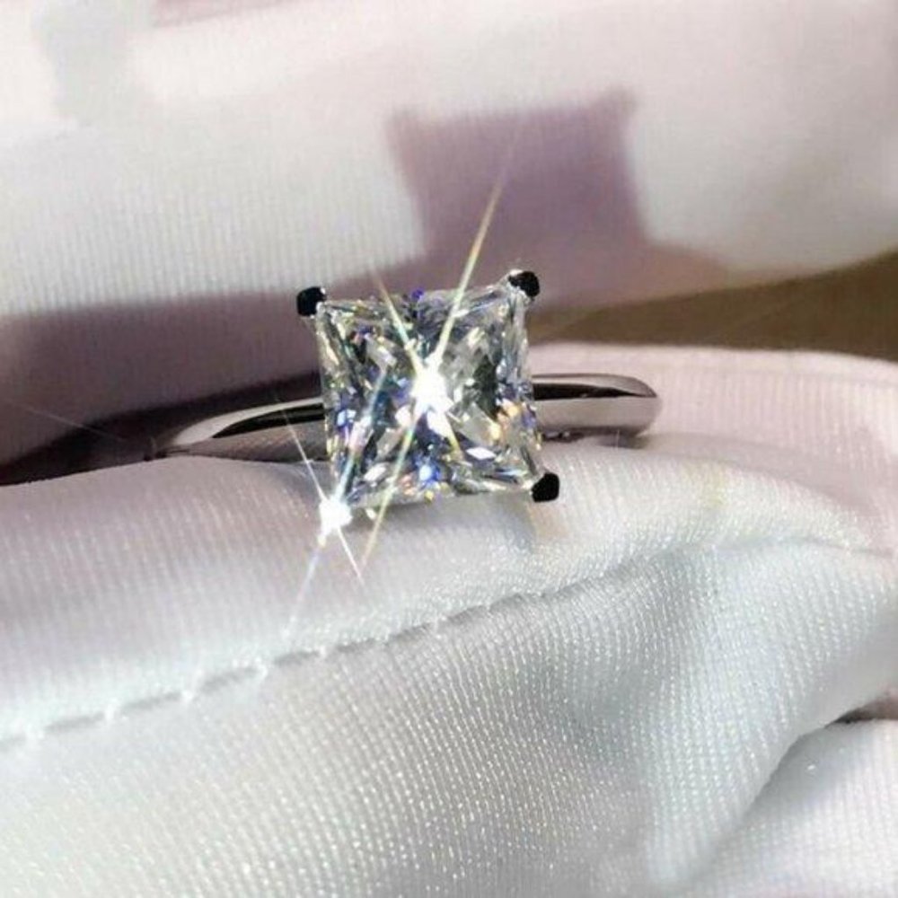 NEW 2CT Princess Cut Square Diamond Wedding Ring - Picture 5 of 5